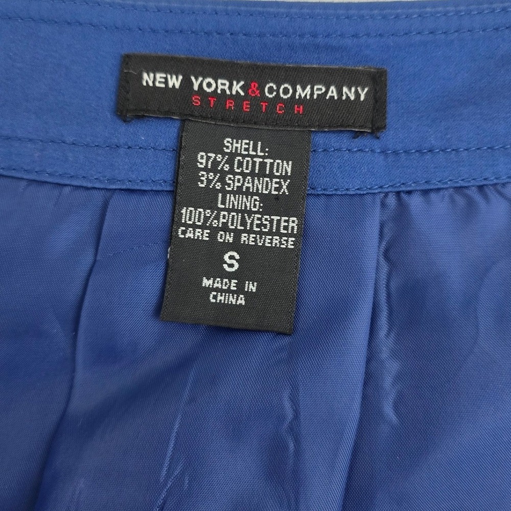 New York and Company Cropped Short Sleeve Button Front Blazer Blue S - Picture 5 of 8